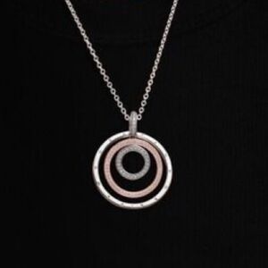 Pandora Silver and Rose Gold Triple Circle Necklace